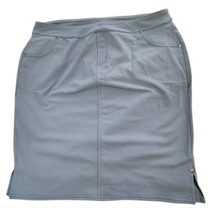 NWT Athleta Bettona Classic Stretch Knit Skirt Dusty Blue Front Pockets - L